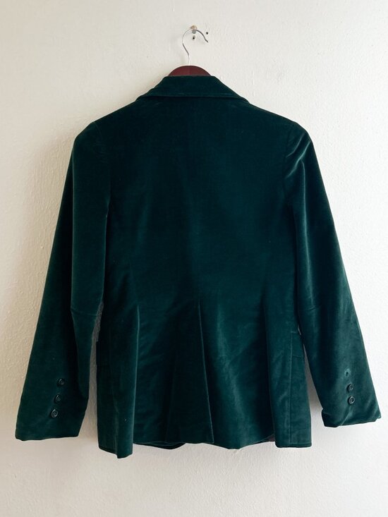 VINTAGE Deep Emerald Green Velvet Structured Blazer - Picture 6 of 7